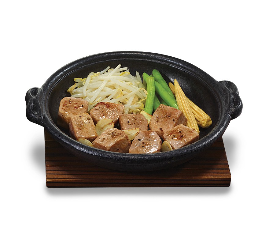 สเต๊กหมูกระทะร้อน (อาหารจานเดี่ยว)